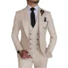 Costumes Tuxedos de mariage dernier costume de marié classique hommes costumes garçons d'honneur fête formelle 3 pièces bleu clair tissé TR tissu adultes