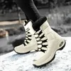 Chaussures de fitness Bottines blanches pour femmes Mode Plate-forme haute Wedge Hiver Garder au chaud Neige Dames À lacets Bottines imperméables confortables