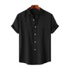 Men's Casual Shirts Short Sleeve Summer Shirt Stylish Lapel Collar With Seamless Design Stretchy Fabric Breathable For Men