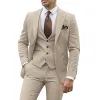 Costumes 3 pièces costumes beige pour hommes 2023 Slim Fit Groom Tuxedo Mariage Suits de mariage Meilleur homme d'honneur