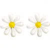 Boucles d'oreilles tendance marguerite blanche douce, aiguille en argent 925 pour femmes et filles, mode coréenne asymétrique fleur, bijoux d'oreille
