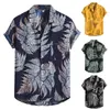 Camisas masculinas de algodão moda casual top verão impresso manga curta botão para baixo lapela flor arte impressão digital 3d