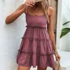 Sexy Straps-Einfarbiges Kleid, Sommer-Oberbekleidung, reiner Wunsch-Stil, Strandrock, Taillenhöhe, rückenfrei, A-Linie, kurz