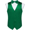 Жилетки сатин сплошной зеленый жилет для мужчин шелковой костюм, предназначенные для бабочки, свадебные бизнес Формальный смокинг, рукавиц мужского жилета, пиджак