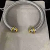 Pulsera de diseñador Joyería abierta cruzada Cable trenzado Brazaletes de marca para hombre Charm Brazalete para mujer Alambre Vintage En forma de C Lujo Chapado en oro Pulseras para hombres 7 mm