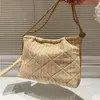 2024 Designerväska Straw Flap Shoulder Bag Shopper Tote CC Bags Handbag Beach Classic Vintage Medium Single Woven Design Gold Tone Chain SXXB