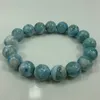 Strand 12mm Natural Larimar Stone Pärlor armband Rund Blue Loose Bangle For Women Men Armband Gift Diy Necklace