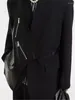 Costumes pour hommes 2024 pièce-cuir design veste de costume pour hommes structure noire fermeture éclair printemps niche belle sans col