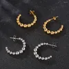 Hoop örhängen trendig c form pärlstav för kvinnor guldpläterade rostfritt stål cirkel hoops mode smycken gåva