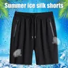 Men's Shorts Ice Silks Quick Drying Men Casual With Zipper Pocket Daily Home Travel Loose