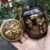 Estatuetas decorativas coleção de utensílios de bronze antigo bronze dourado bules de chá cerimônia artesanato casa