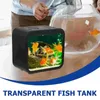 Creative Aquarium Dekoracja LED Małe pudełko na ryby akwarium Betta Transparent Riful LED Lekki Złoty Riszek 240314