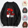 Women's Hoodies Juniors Fall Clothes Valentines Day Womens Casual Long Sleeve Crew Neck Letter Printed Pullover Hoodless Quarter Zip