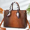 HBP Non-Brand Ladies Tote Briefcase Handbag Daily Hand Bags Fashion Crocodile Pattern Pu Leather Large Capacity Hard Tote Bag For Women