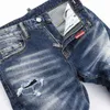 2024 Printemps et Automne Personnalisé Élastique Big Break Personnalisé Serré Discothèque Mode Percée D2 Jeans Pantalons Pour Hommes BlueN3R5