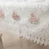レースで刺繍されたテーブルクロスエレガントな長方形のオルガンザテーブルクロスカバーダイニングルームの結婚式の宴会の家の装飾