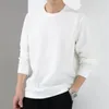 Outono hoodies masculino moda casual fino ajuste waffle em torno do pescoço camisolas dos homens manga longa undershirts 240307