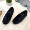 Botas elegantes mocasines de piel de visón zapatillas de algodón de invierno femenino mujeres sólidas cómodas cómodas mocasines calientes peluches mujer talla grande 3443