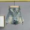 Damenjeans, dünne Denim-Shorts für Frauen, 2024, Sommermode, dehnbar, hohe Taille, schmal, Retro-Stil, weites Bein, A-Linien-Hose