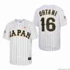 Moive Baseball Japan 16 Shohei Ohtani Jersey Hokkaido Nippon Ham Fighters Cool Base Team Black Green White Color Pinstripe 모든 스티치 대학 University Retire