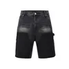 Shorts pour hommes Summer Streetwear Color Block Baggy Jeans Cargo pour hommes jambe large patchwork denim genou longueur pantalon surdimensionné court