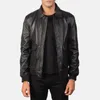 Vestes Pour Hommes Blouson Bomber En Cuir Noir Pilote Tendance À La Mode