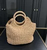 24ss tote Woven with Lafite grass Metal letter Designer Icare Large Gaby Totes Maxi Beach Bags Handbags Shopping Bag high quality