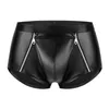 Men's Shorts Slim Fit Double Zipper Underwear Sexy Mid-rise With Bulge Pouch Smooth Matte For A