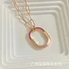 Ontwerper tiffay en co High Edition Lock Nieuwe roze diamanten halsketting Medium Small 18k Rose Gold Fashion Level Sense Item