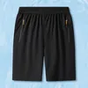 Herren-Shorts zum Laufen, im Street-Style, schnell trocknend, für Fitnessstudio, mit elastischer Taille, Reißverschlusstaschen für das Training