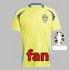 Suécia 2024 2025 Futebol Jerseys National Team 24 25 Forsberg Jansson Berg Ekdal Kulusevski Ibrahimovic Camisas de Futebol Homens Kit Infantil Retro 1988 1994 Larsson