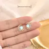 Stud Earrings Rose Gold Sterling 925 Silver Moon And Star Earring For Women Valentine's Day Anniversary Party Fine Jewelry Gift