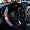 Couvre-volant 3pcs / Set Couverture de voiture ethnique Élastique Gearshift Protecteur de frein à main Décoration universelle 37-38cm