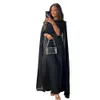 M7955 Muslimisches Damen-Kleid aus Chiffon mit Rundhalsausschnitt, lockerer Swing-Robe