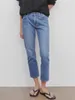 Kadınlar Kotlar Kadın Yüksek Bel İnce Kalem Denim Pantolon Sonbahar 2024 Bayanlar Vintage Yıkanmış Renk Gider