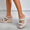 HBP icke-varumärke Sandalias de Plataforma Fancy Chancletas Braid Woven Wedge Platform Sandaler