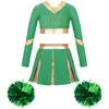 Kinder Mädchen Cheer Dance Outfit Teenager Cheerleading Uniformen mit Handblumen Teen Dancewear Set für Kinder Performance Kleidung 240305