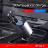 Car Charger Support 100W Super Fast Charge Flash Charge Flexible Wire Four-in-One Cigarette Lighter Car Charger
