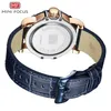Mini Focus Mens Watches Top Brand Luxury Sport Style Design Quartz Watch Men Blue Leather Strap 30m Waterproof Relogio Masculino T3097