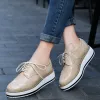 Boots Comemore Spring Autumn Women Platform Flats Läder Lace Up Classic Bullock Footwear Female Oxford Shoes Woman Lady Comfort