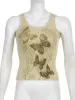 Tops Rapcopter Y2K Butterfly Tank Tops Rhinestone Vintage Skin Knitted Mini kamizelki Kobiety O BEZPIECZNOŚCI SŁODOWE HARAJUKU SCOUS