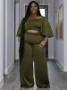 Uppsättningar WMSTAR Plus Size Two Piece Set Women Clothing Solid Off Shoulder Tops and Pants Wide Leg Matching Set Wholesale Dropshopping