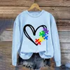 Women's Hoodies Designer Sweats Women Fashionable Round Neck Casual Love Puzzle Print Långärmad Top Sweatshirt Zip Up