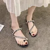 Sandals Beaded Flats Women Shoes Crystal Summer Clip Toe Dress Slippers 2024 Sport Slingback Flip Flops Female Zapatos