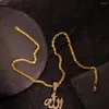 Pendentif Colliers Glacé Islam Musulman Collier avec 4mm Large Corde Chaîne Bijoux Pour Hommes Femmes