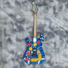 Edward Eddie Van Halen Heavy Relic Blue Electric Guitar Siyah Beyaz Stripes Floyd Rose Tremolo Köprüsü