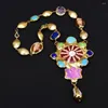 قلادة قلادة GG Jewelry 22 "Gold Plated Amethyst Fringquoise Sea Shell Necklace Edge Multi Gems Stone Biwa Pearl for Lady