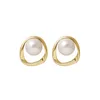 Stud Earrings Imitation Pearl Earring For Women Gold Color Round Christmas Gift Irregular Design Unusual Bijoux Femme