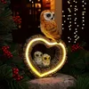 Garden Solar Resin Owl Love Decorative Light Animal Ornaments Outdoor Landscape Arrangement 240312