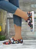 Casual Shoes Christmas Women Autumn Spring 2024 Fashion Print Lace Up Round Toe Canvas Flat Work bekvämt för